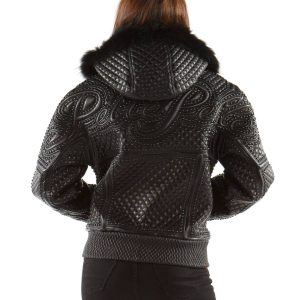 Pelle Pelle Ladies Altitude Quilted Black Burnish Fur Leather Hood Jacket