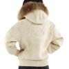 Pelle Pelle Ladies Altitude Quilted Off White Burnish Fur Hood Leather Jacket
