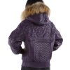 Pelle Pelle Ladies Altitude Quilted Purple Burnish Fur Hooded Leather Jacket