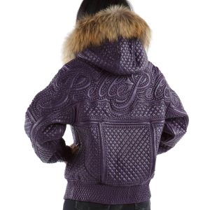 Pelle Pelle Ladies Altitude Quilted Purple Burnish Fur Hooded Leather Jacket