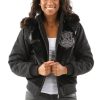 Pelle Pelle Ladies Black Fur Hood Wool Jacket
