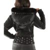 Pelle Pelle Ladies Black Wings Fur Hood Wool Jacket