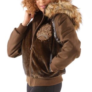 Pelle Pelle Ladies Dark Brown Fur Hood Jacket