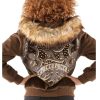 Pelle Pelle Ladies Dark Brown Fur Hooded Wool Jacket