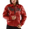 Pelle Pelle Ladies Encrusted Studded Red Jacket