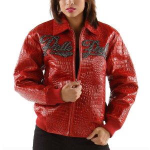 Pelle Pelle Ladies Encrusted Studded Red Jacket