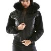 Pelle Pelle Ladies Gator Quilt Black Fur Hood Jacket
