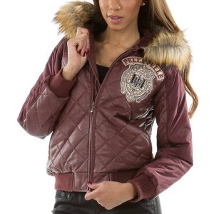 Pelle Pelle Ladies MB Legacy Edition Maroon Fur Hood Jacket