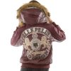 Pelle Pelle Ladies MB Legacy Edition Maroon Fur Hood Leather Jacket