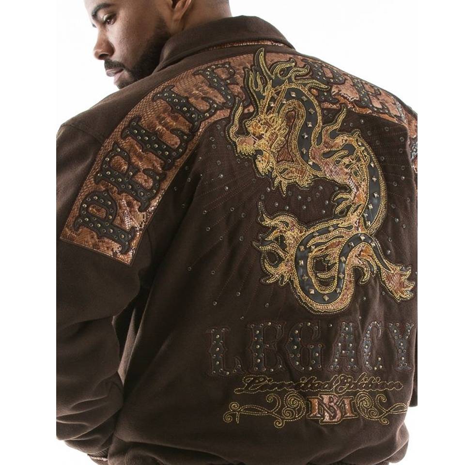 Pelle Pelle Legacy Dragon Encrusted Dark Brown Wool Jacket