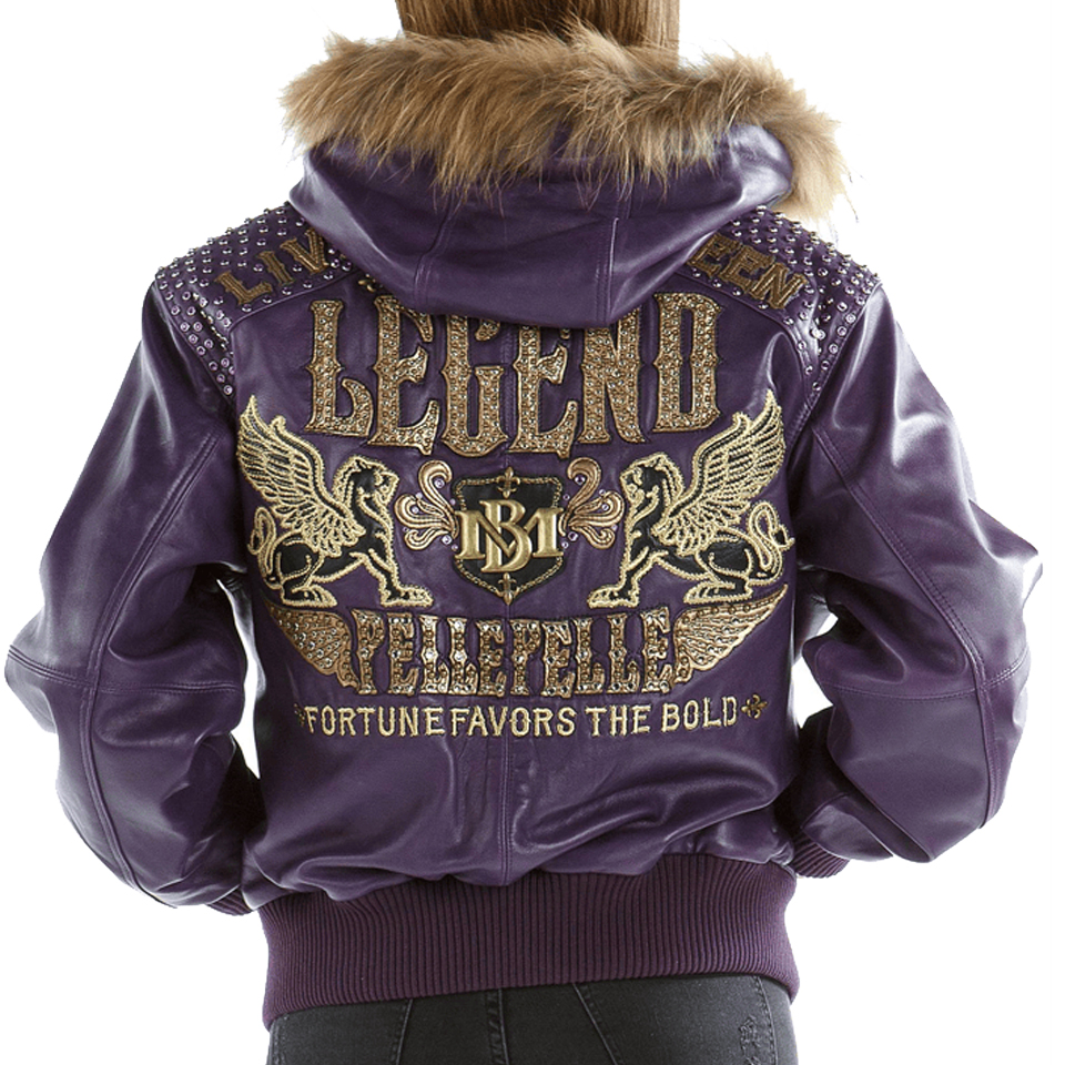 Pelle Pelle Live Like a Queen 1978 Purple Fur Hood Leather Jacket