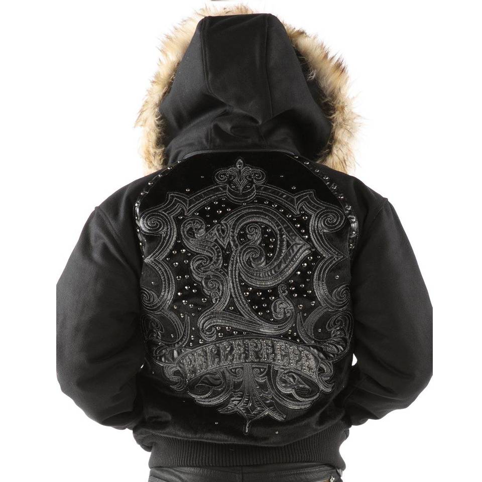 Pelle Pelle MB 1978 Black Fur Hood Wool Jacket
