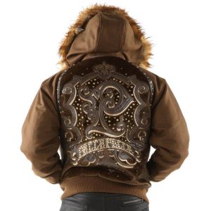 Pelle Pelle MB 1978 Brown Fur Hood Men Wool Jacket