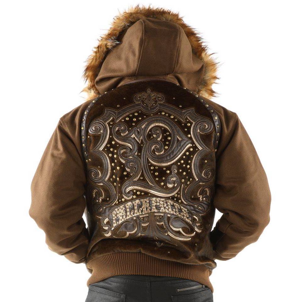 Pelle Pelle MB 1978 Brown Fur Hood Men Wool Jacket