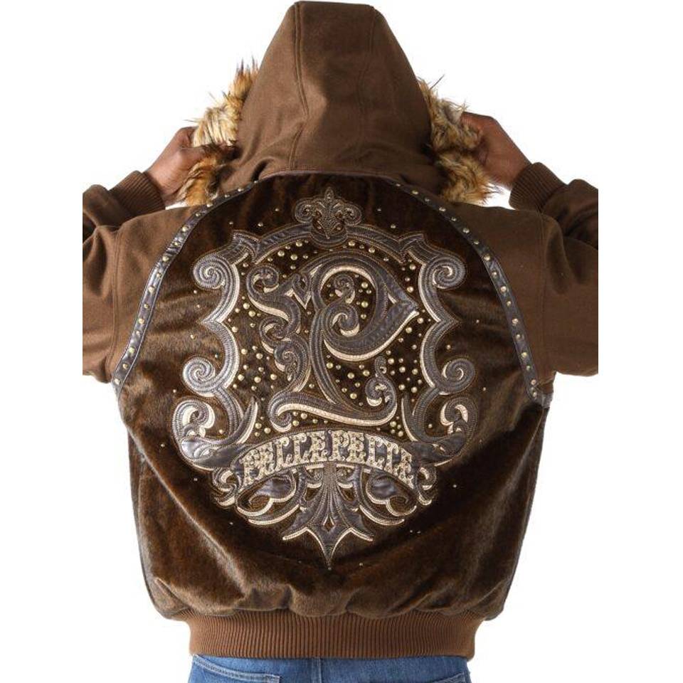 Pelle Pelle MB 1978 Brown Fur Hood Wool Jacket
