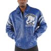 Pelle Pelle MB 1978 No Risk No Reward Thrill Seeker Custom Made Blue Leather Jacket