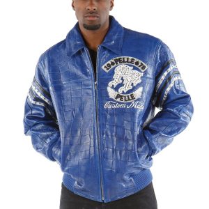 Pelle Pelle MB 1978 No Risk No Reward Thrill Seeker Custom Made Blue Leather Jacket