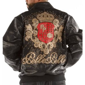 Pelle Pelle MB Crest Crocodile Skin Black Leather Jacket