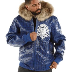 Pelle Pelle MB Crest Fur Hood Blue Jacket
