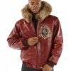 Pelle Pelle MB Crest Fur Hood Maroon Jacket
