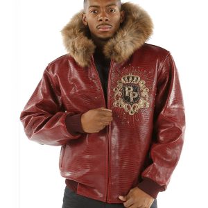 Pelle Pelle MB Crest Fur Hood Maroon Jacket