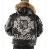 Pelle Pelle MB Crest Fur Hooded Crocodile Skin Black Leather Jacket