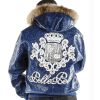 Pelle Pelle MB Crest Fur Hooded Crocodile Skin Blue Leather Jacket