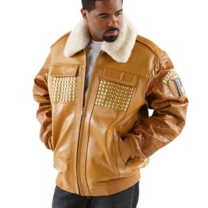 Pelle Pelle MB Fur Collar Mustard Bomber Leather Jacket