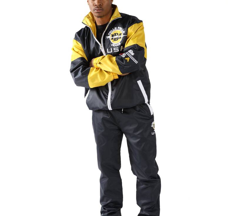 Pelle Pelle MB USA Jeans Old School Velour Black Tracksuit