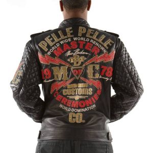 Pelle Pelle MC Marc Buchanan World Domination1978 Black Leather Jacket