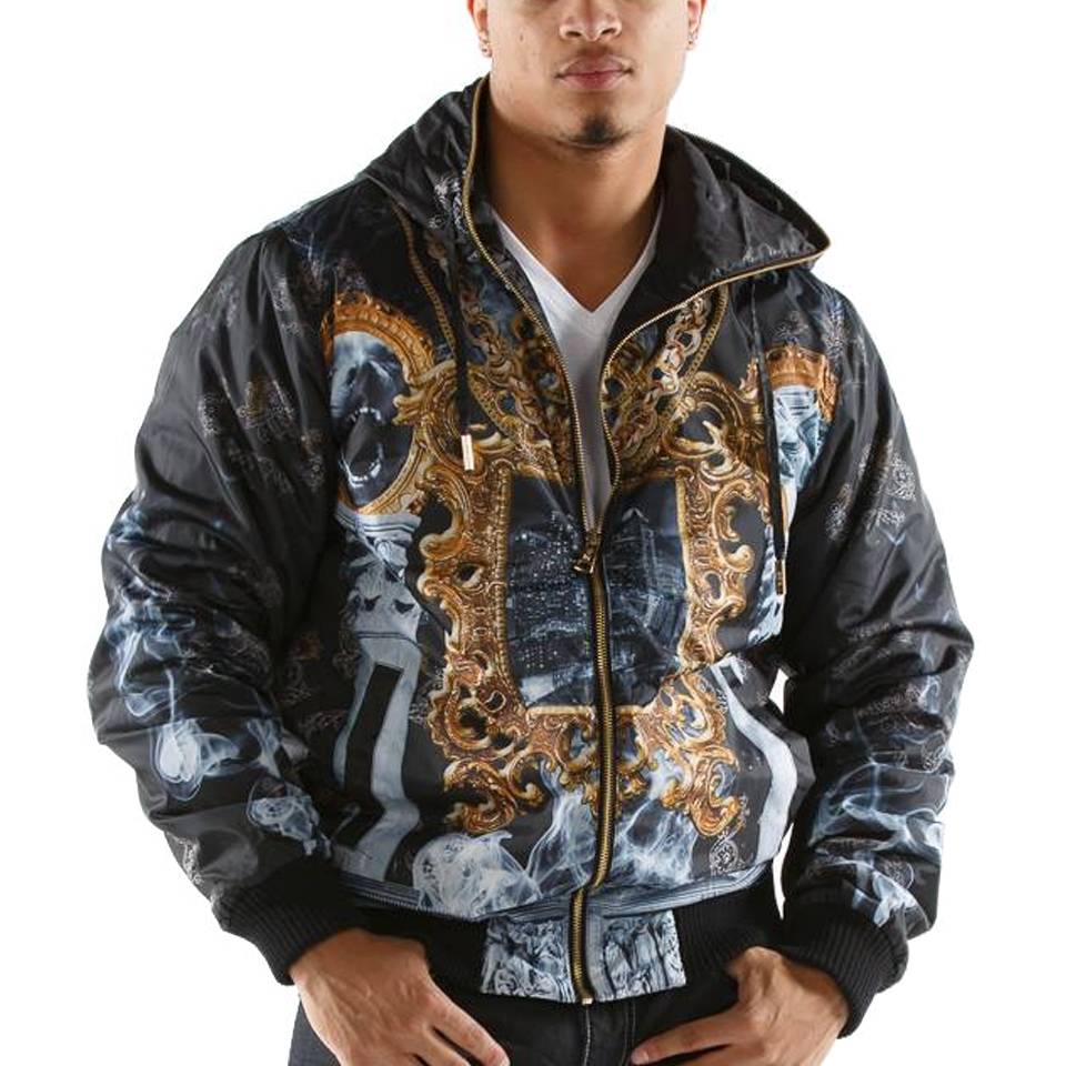 Pelle Pelle Marc Buchanan Full Smoke Black Bomber Hooded Jacket