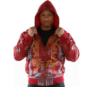 Pelle Pelle Marc Buchanan Full Smoke Red Bomber Hooded Jacket
