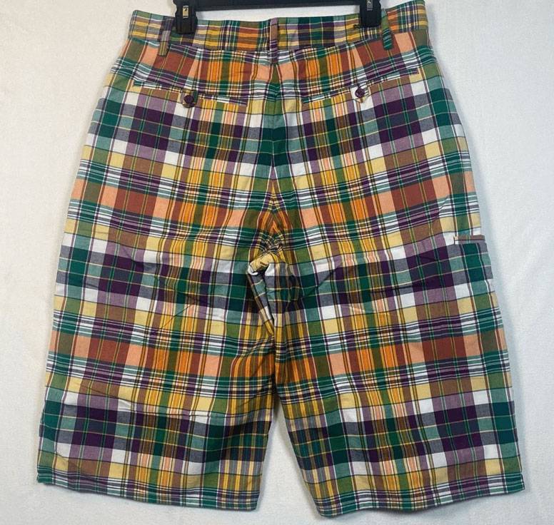 Pelle Pelle Marc Buchanan Reversible Plaid Cotton Shorts