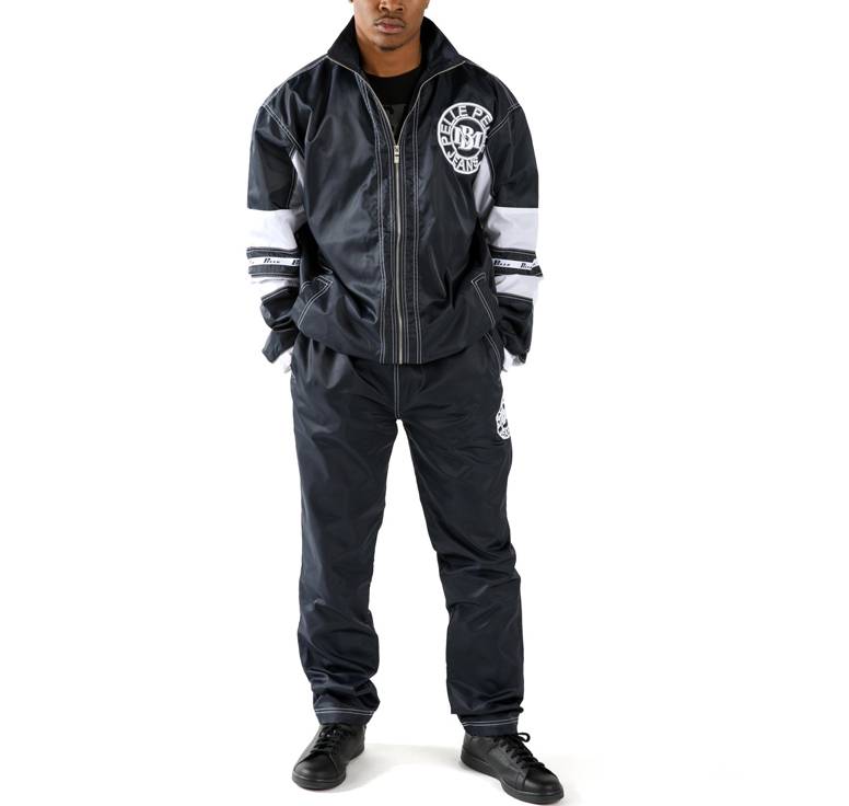 Pelle Pelle Marc Buchanan USA Jeans Velour Black Pure Nylon Tracksuit