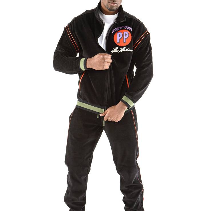 Pelle Pelle Marc Buchanan Velour Throwback Black Tracksuit