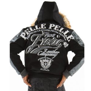 Pelle Pelle Men 1978 Exotic Black Fur Hood Wool Jacket