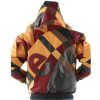 Pelle Pelle Men Abstract Brown Fur Hood Wool Jacket