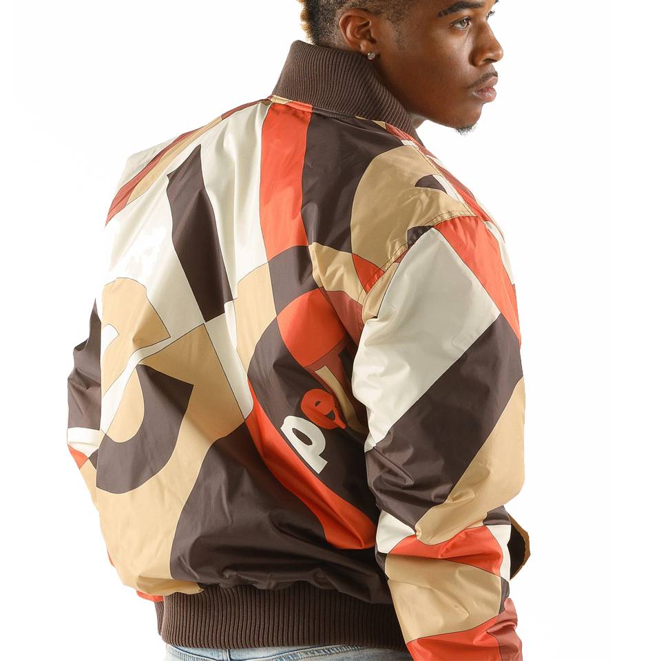 Pelle Pelle Men Abstract Brown Nylon Jacket