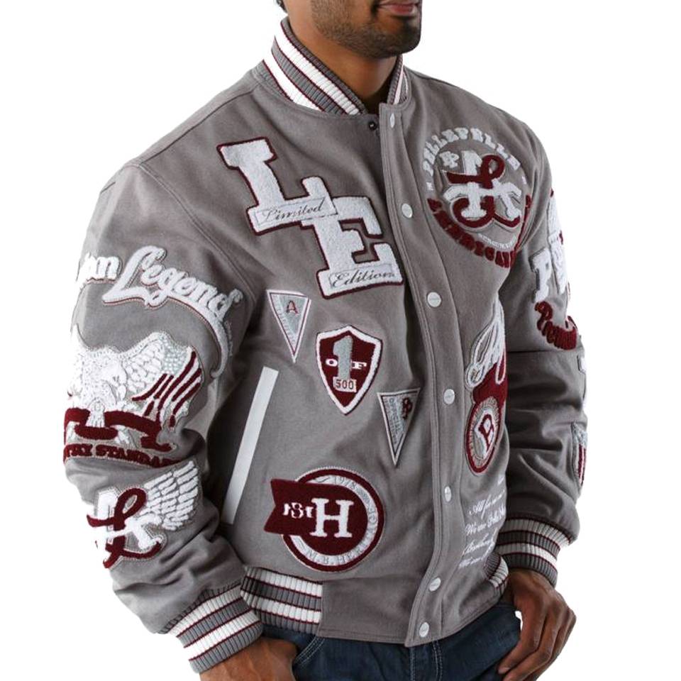Pelle Pelle Men American Legend Varsity Grey Jacket