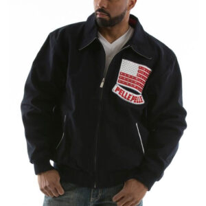 Pelle Pelle Men Americana Studded Navy Blue Jacket