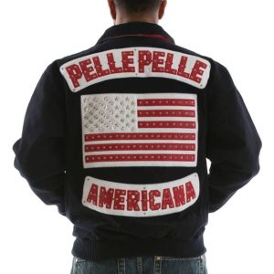 Pelle Pelle Men Americana Studded Navy Blue Wool Jacket