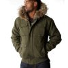 Pelle Pelle Men Bellow Pocket Olive Green Fur Hood Wool Jacket