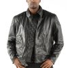 Pelle Pelle Men Black Biker Quilt Jacket