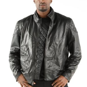 Pelle Pelle Men Black Biker Quilt Jacket