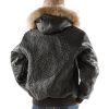 Pelle Pelle Men Black Encrusted Fur Hood Leather Jacket