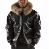 Pelle Pelle Men Black Fur Hood Jacket