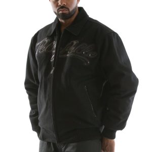 Pelle Pelle Men Black Neoprene Logo Jacket