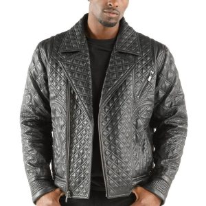 Pelle Pelle Men Black Quilted Biker Jacket
