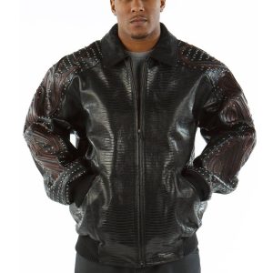 Pelle Pelle Men Black Shoulder Crest Script Jacket