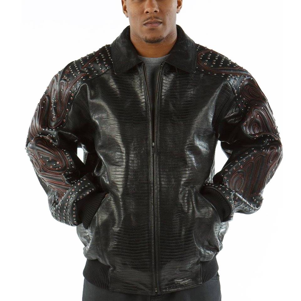 Pelle Pelle Men Black Shoulder Crest Script Jacket